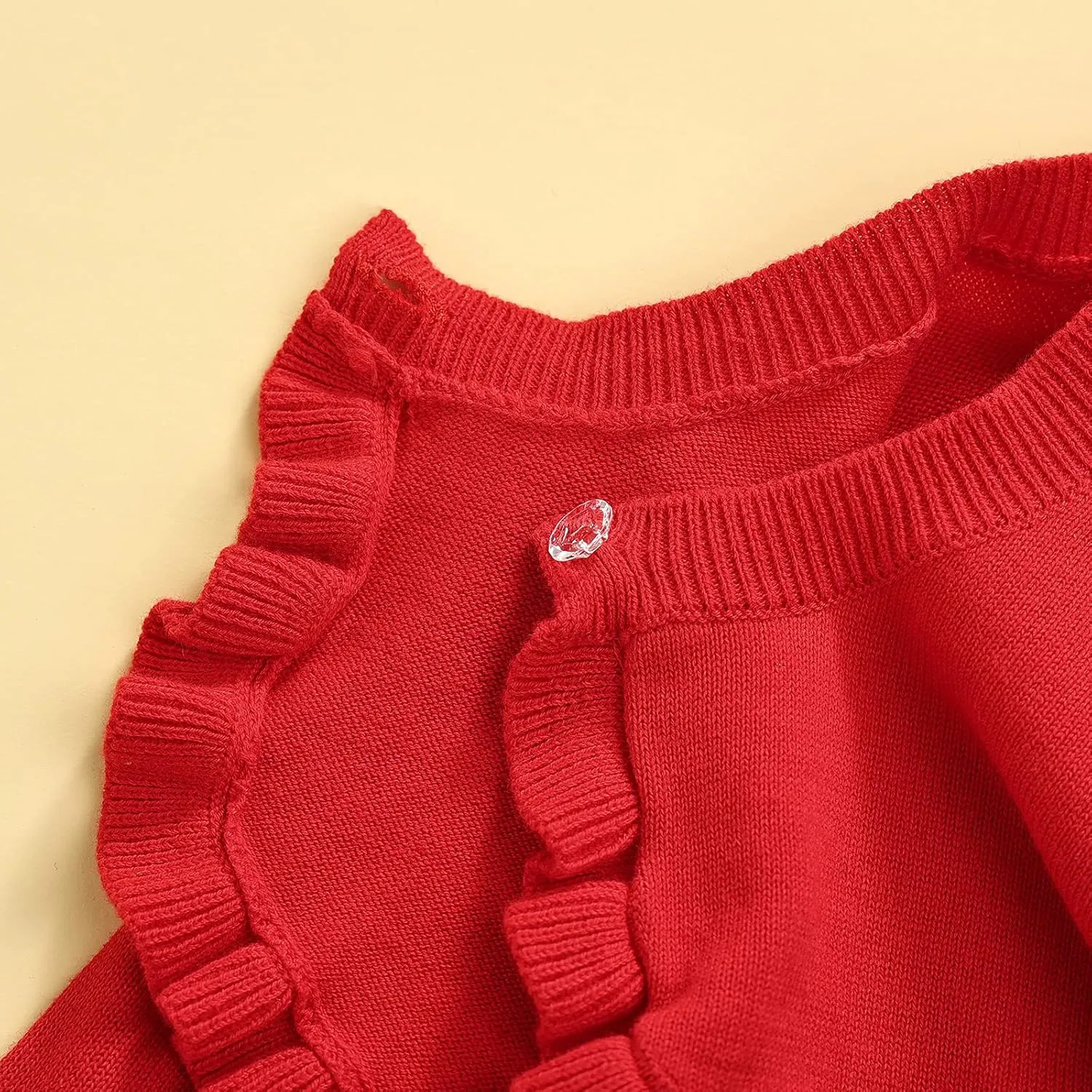 Toddler Baby Girl Sweater Crop Top Knit Cardigan Long Sleeve Ruffled One Button Cute Outwear Kids Fall Shrug Cover Up