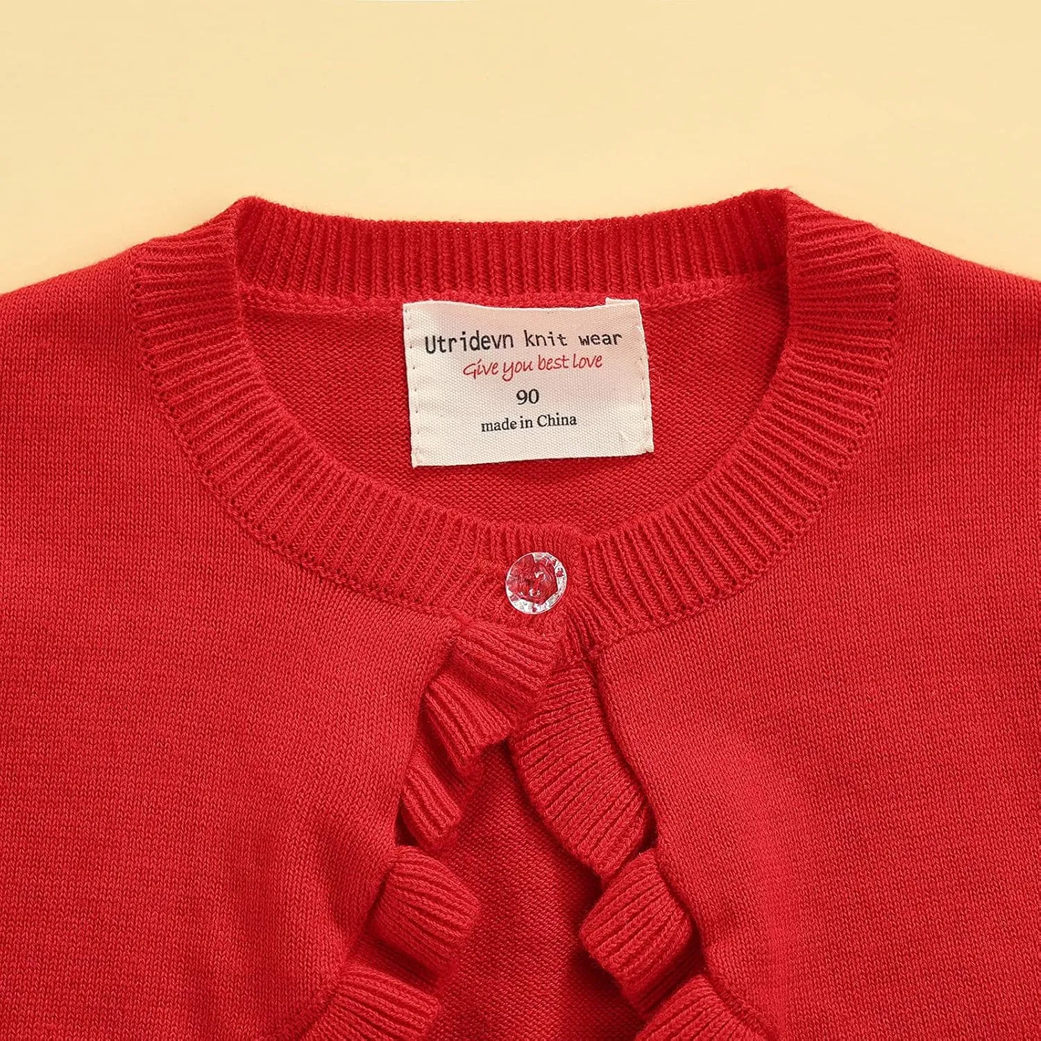 Toddler Baby Girl Sweater Crop Top Knit Cardigan Long Sleeve Ruffled One Button Cute Outwear Kids Fall Shrug Cover Up