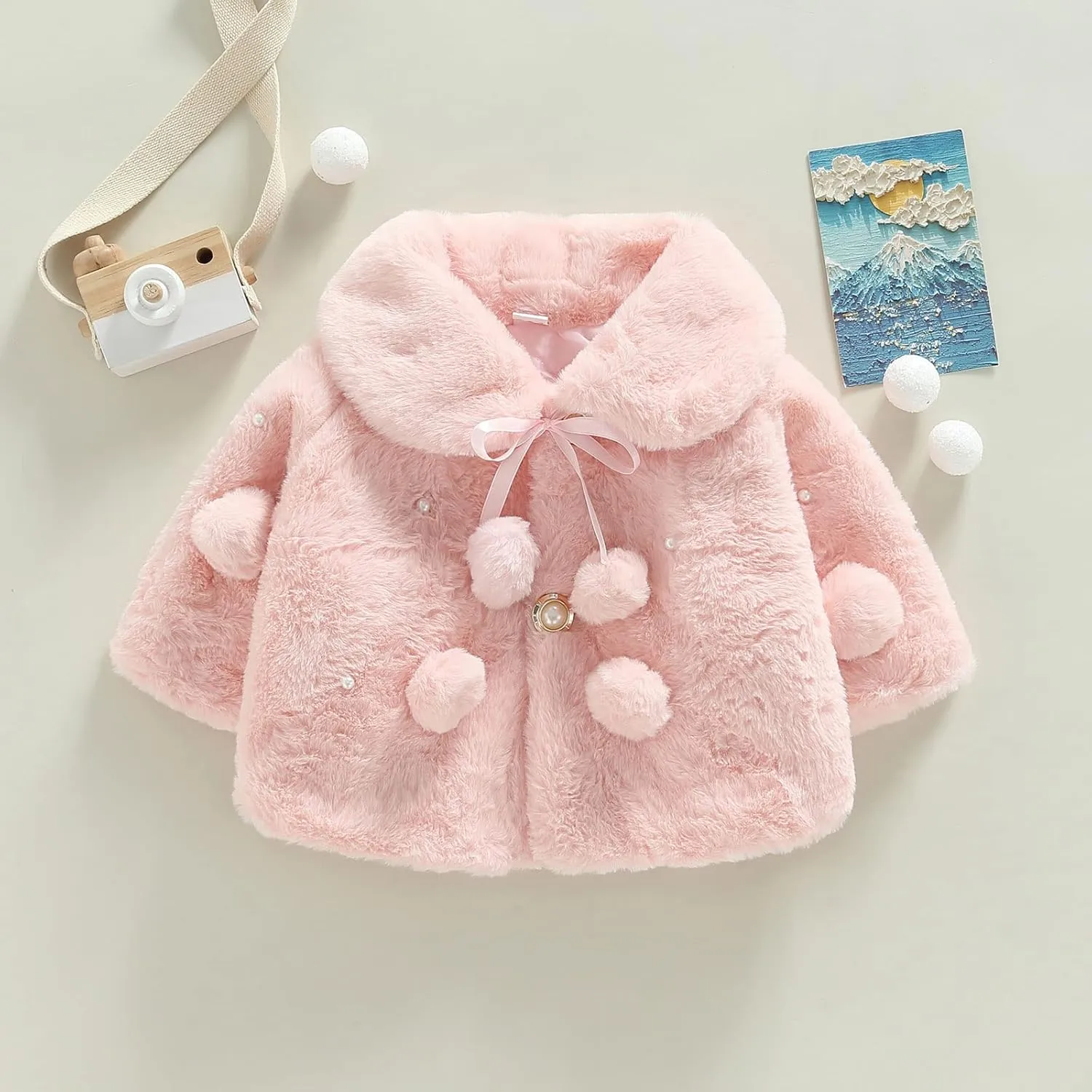 Toddler Baby Girls Faux Fur Coat Cloak Jacket Dress Cover Cape Poncho Fall Winter Wedding Birthday Warm Outerwear