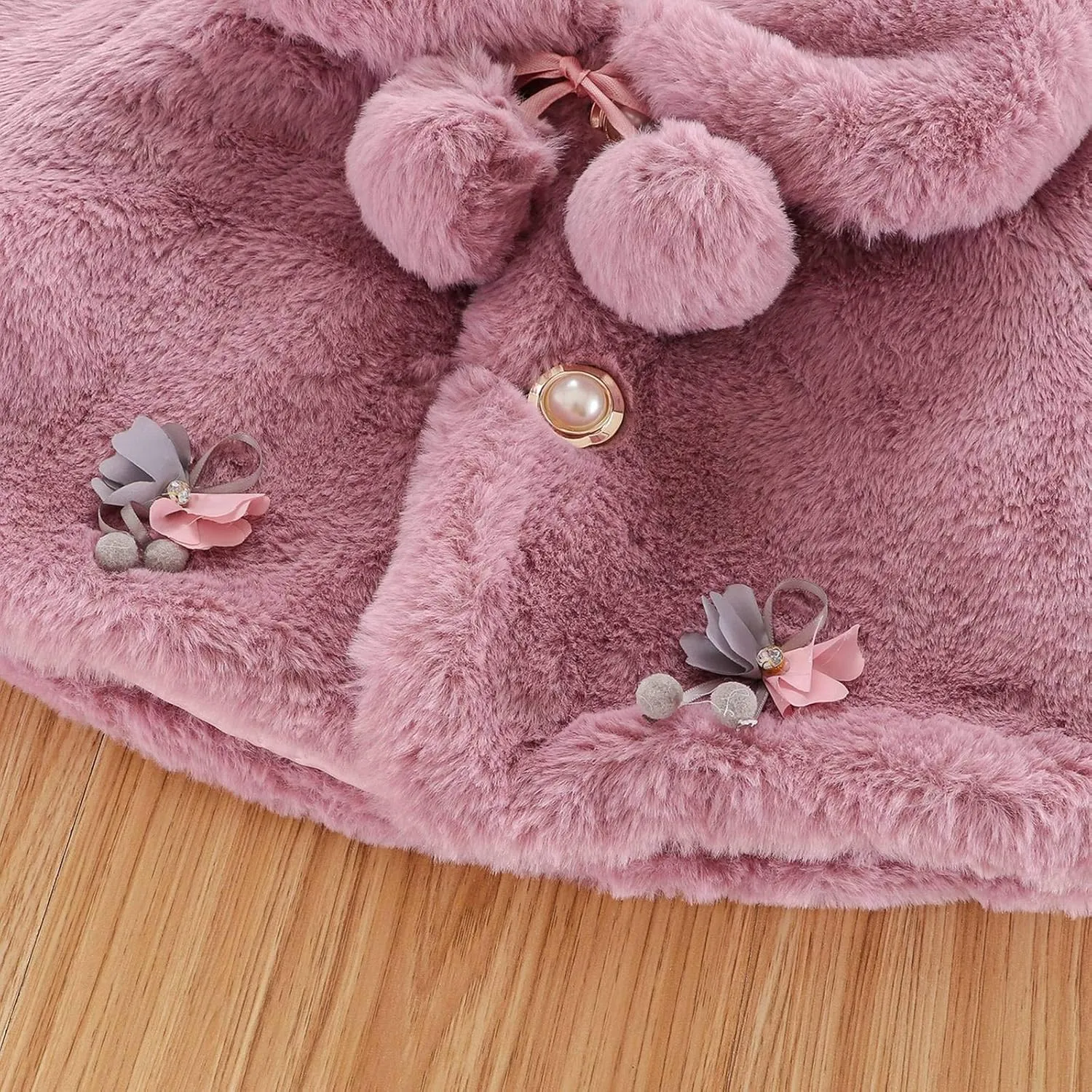 Toddler Baby Girls Faux Fur Coat Cloak Jacket Dress Cover Cape Poncho Fall Winter Wedding Birthday Warm Outerwear