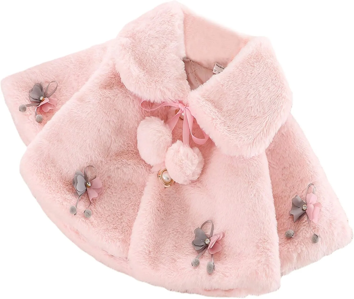 Toddler Baby Girls Faux Fur Coat Cloak Jacket Dress Cover Cape Poncho Fall Winter Wedding Birthday Warm Outerwear