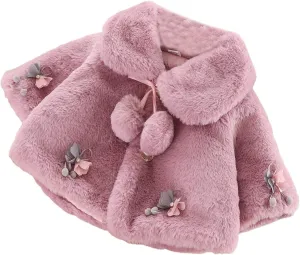 Toddler Baby Girls Faux Fur Coat Cloak Jacket Dress Cover Cape Poncho Fall Winter Wedding Birthday Warm Outerwear