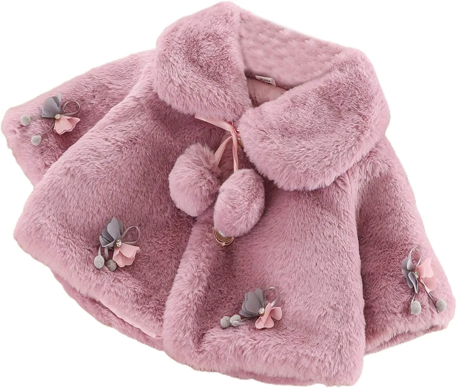 Toddler Baby Girls Faux Fur Coat Cloak Jacket Dress Cover Cape Poncho Fall Winter Wedding Birthday Warm Outerwear