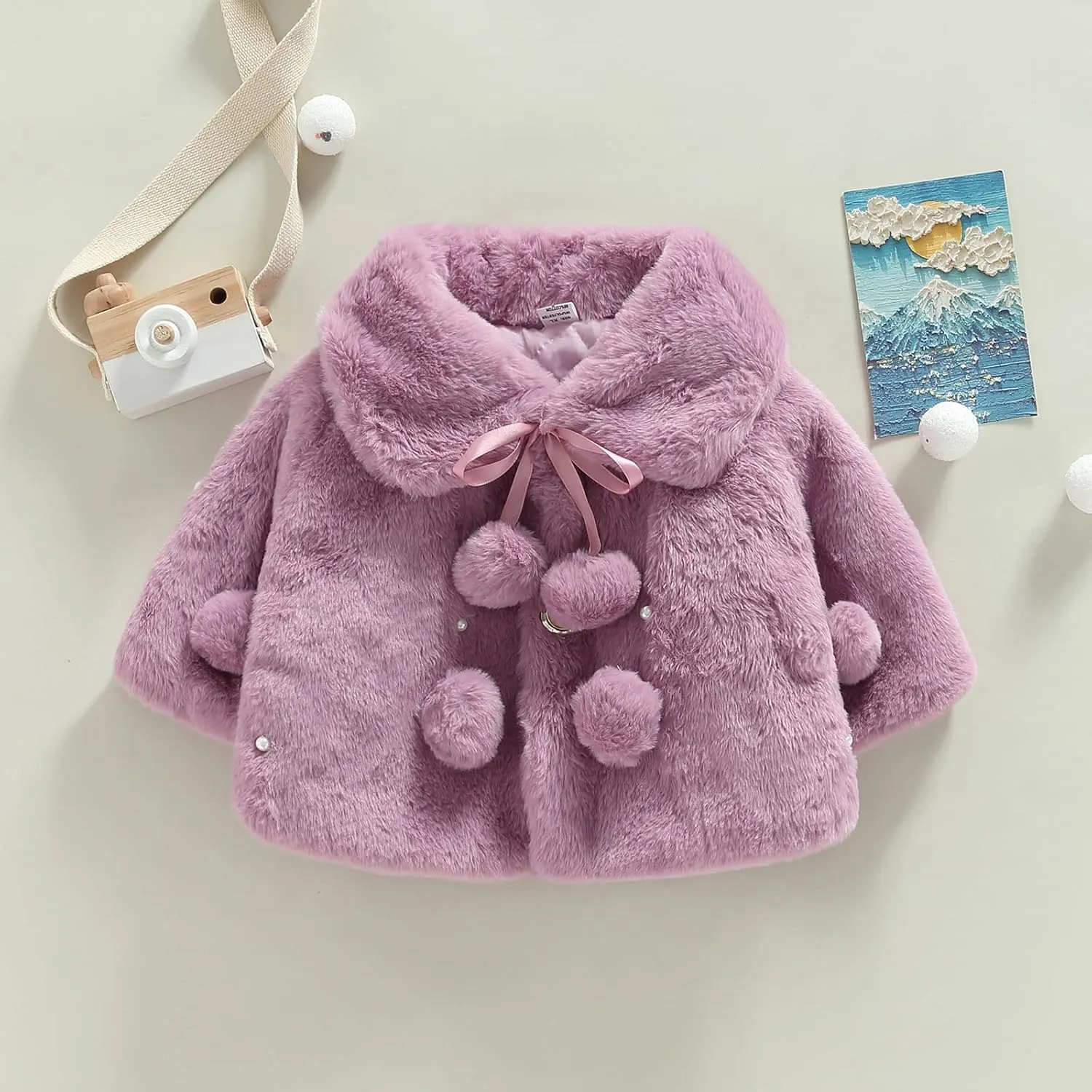 Toddler Baby Girls Faux Fur Coat Cloak Jacket Dress Cover Cape Poncho Fall Winter Wedding Birthday Warm Outerwear