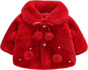 Toddler Baby Girls Faux Fur Coat Cloak Jacket Dress Cover Cape Poncho Fall Winter Wedding Birthday Warm Outerwear