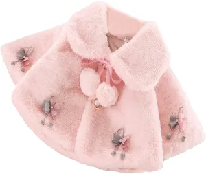 Toddler Baby Girls Faux Fur Coat Cloak Jacket Dress Cover Cape Poncho Fall Winter Wedding Birthday Warm Outerwear