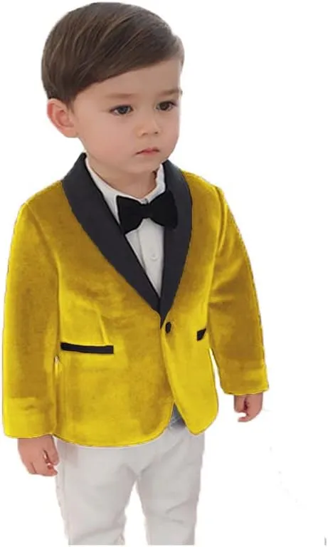 Toddler Boy Formal Suit Jacket Outfit Christmas Velvet Blazer Sports Coat for Kids Birthday Party JTZ019