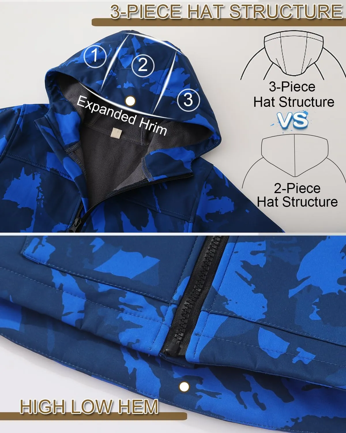 Toddler Boys Girls Fleece Lined Jacket Zip Up Hoodie, Camouflage Outerwear Windbreaker Spring Fall Jackets for Kids