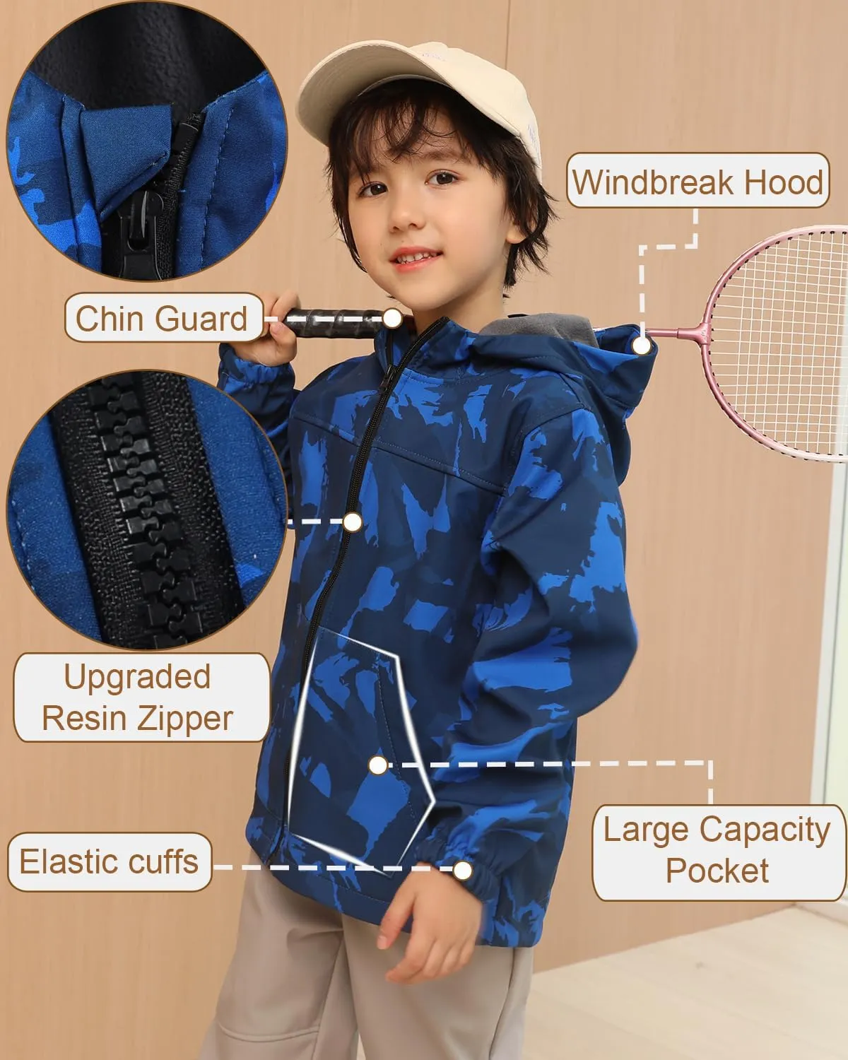 Toddler Boys Girls Fleece Lined Jacket Zip Up Hoodie, Camouflage Outerwear Windbreaker Spring Fall Jackets for Kids