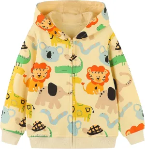 Toddler Zip Up Hoodie Sweatshirt Fall Clothes Boys Jacket With Hood 2-7 Years