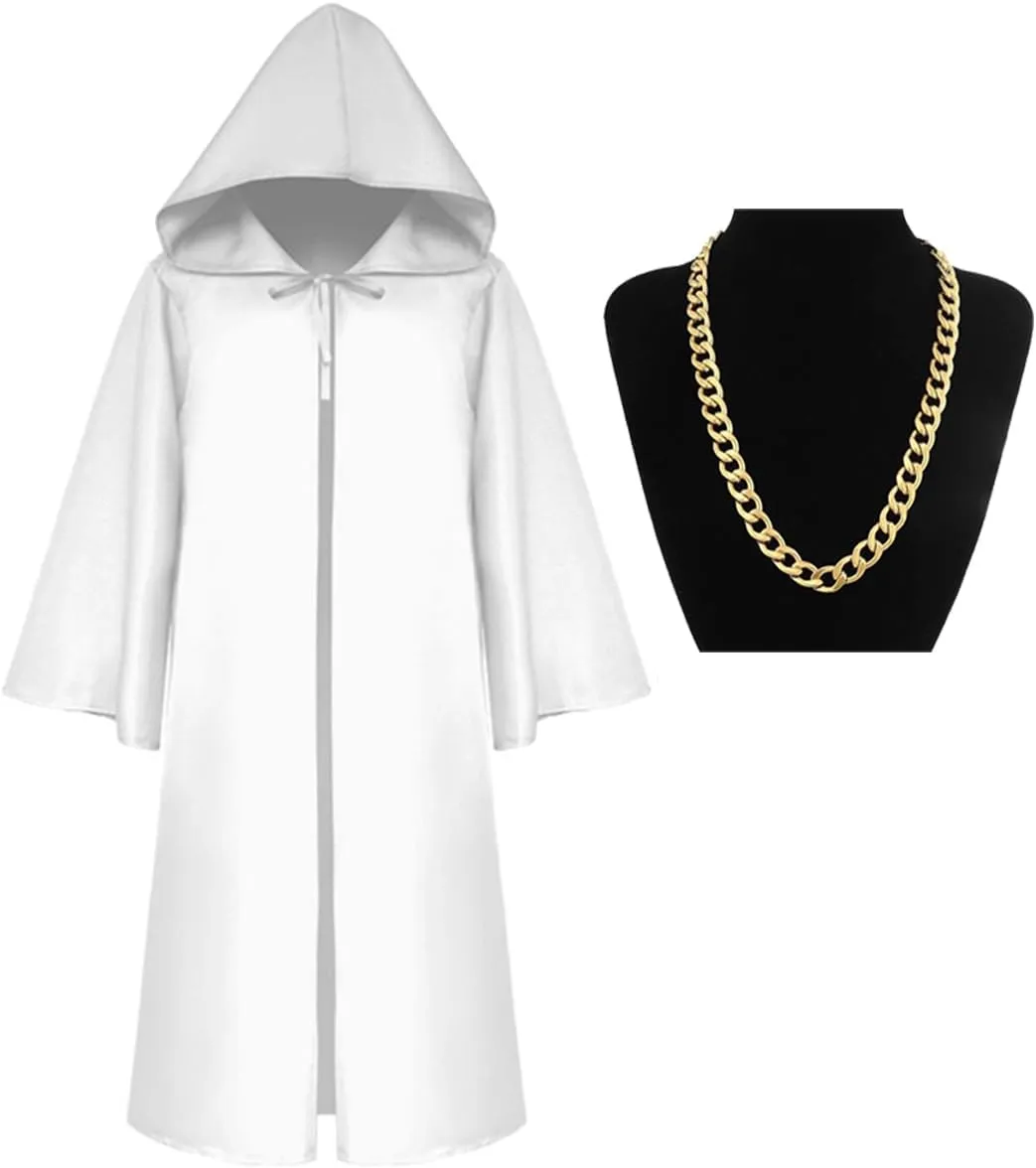 Tunic Hooded Robe with Chain Friar Priest Monk Cape Halloween Role Play Costume Themed Party Knight Outfit
