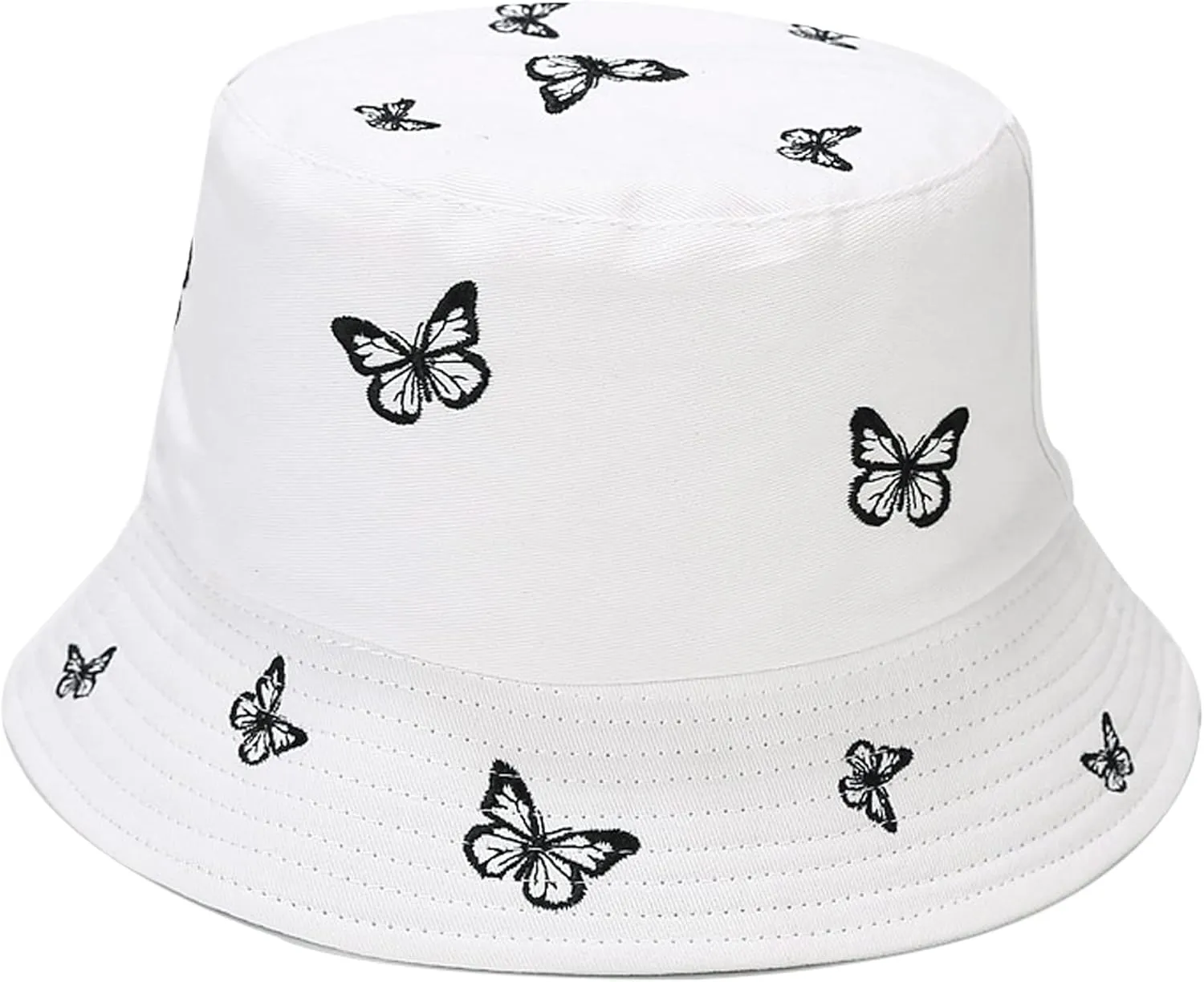 Umeepar Butterfly Embroidered Bucket Hat Reversible Packable Foldable Beach Sun Hat Outdoor Cap for Women Men