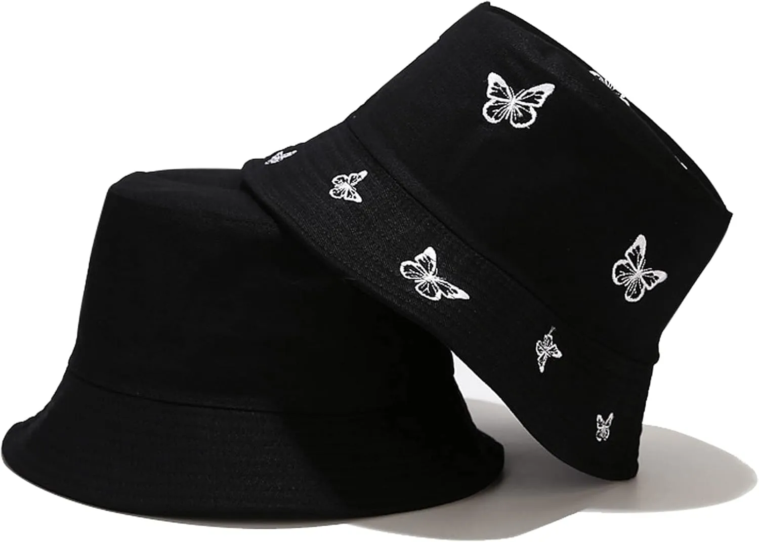 Umeepar Butterfly Embroidered Bucket Hat Reversible Packable Foldable Beach Sun Hat Outdoor Cap for Women Men