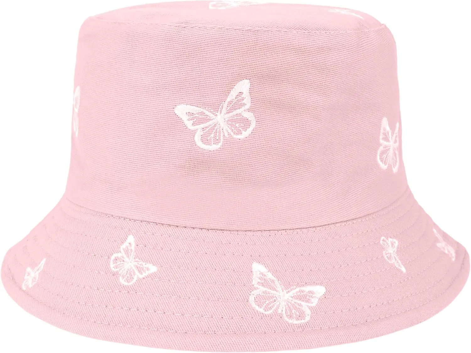 Umeepar Butterfly Embroidered Bucket Hat Reversible Packable Foldable Beach Sun Hat Outdoor Cap for Women Men