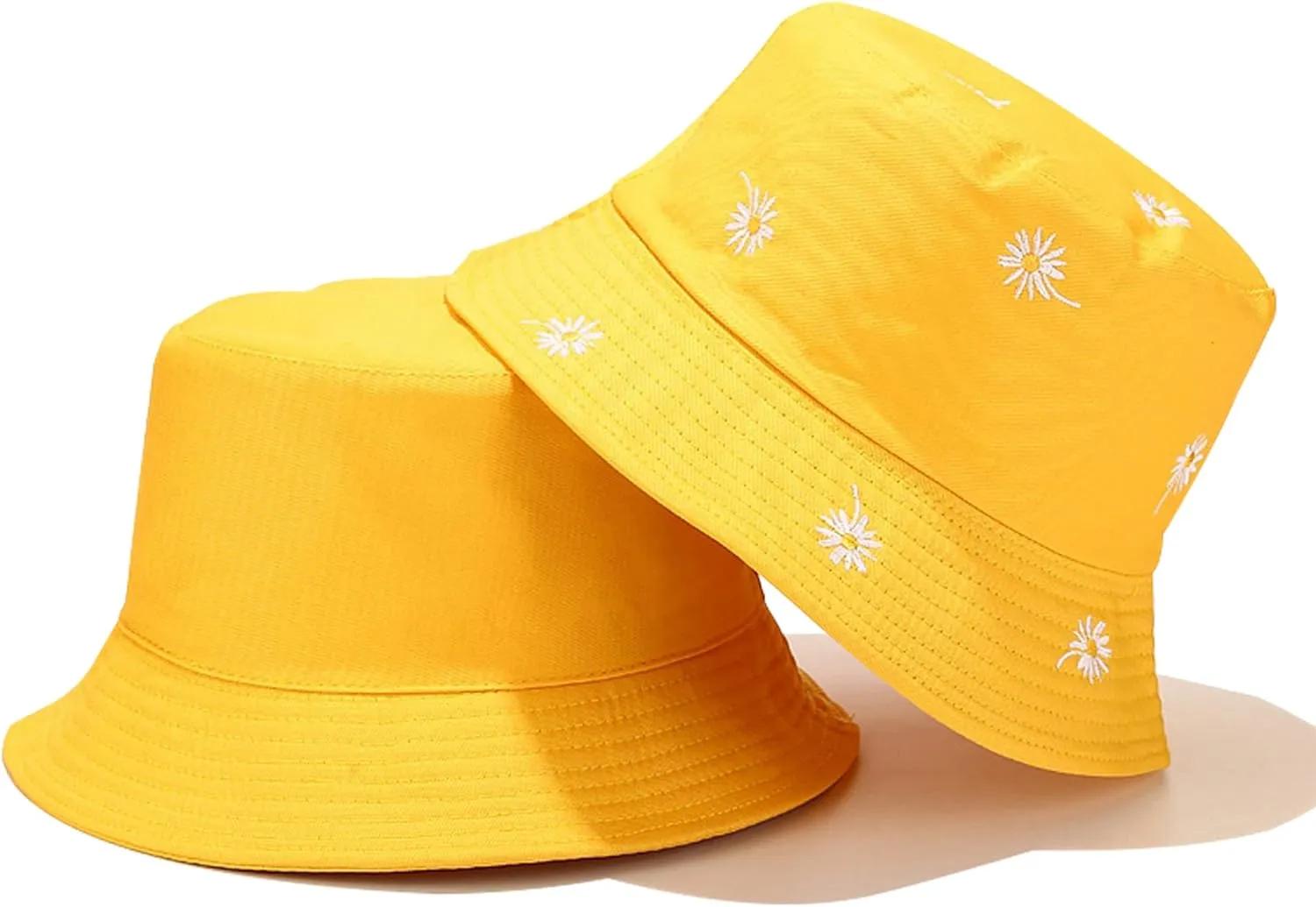 Umeepar Reversible Embroidered Daisy Bucket Hat Packable Beach Sun Hat for Women Men