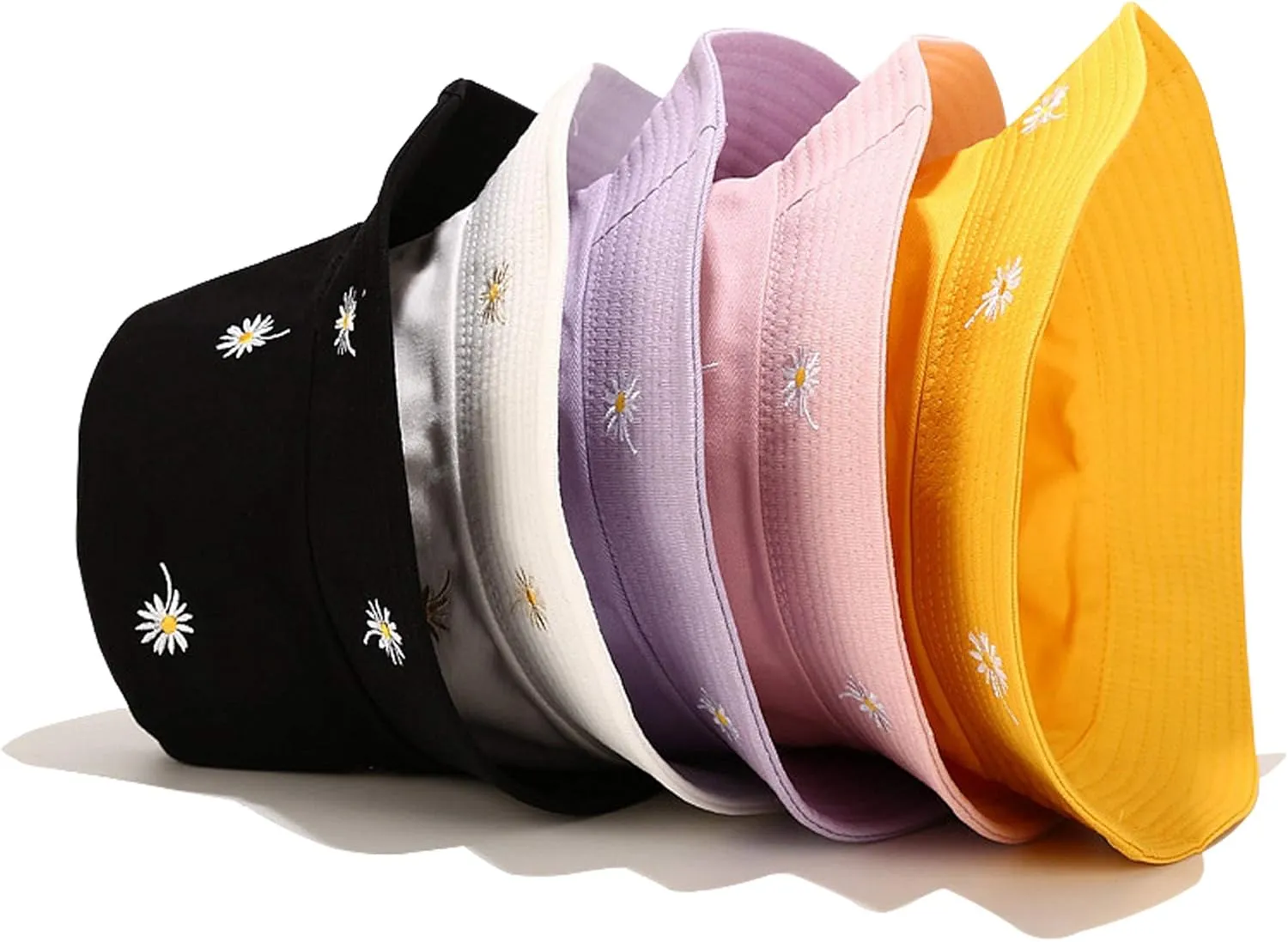 Umeepar Reversible Embroidered Daisy Bucket Hat Packable Beach Sun Hat for Women Men