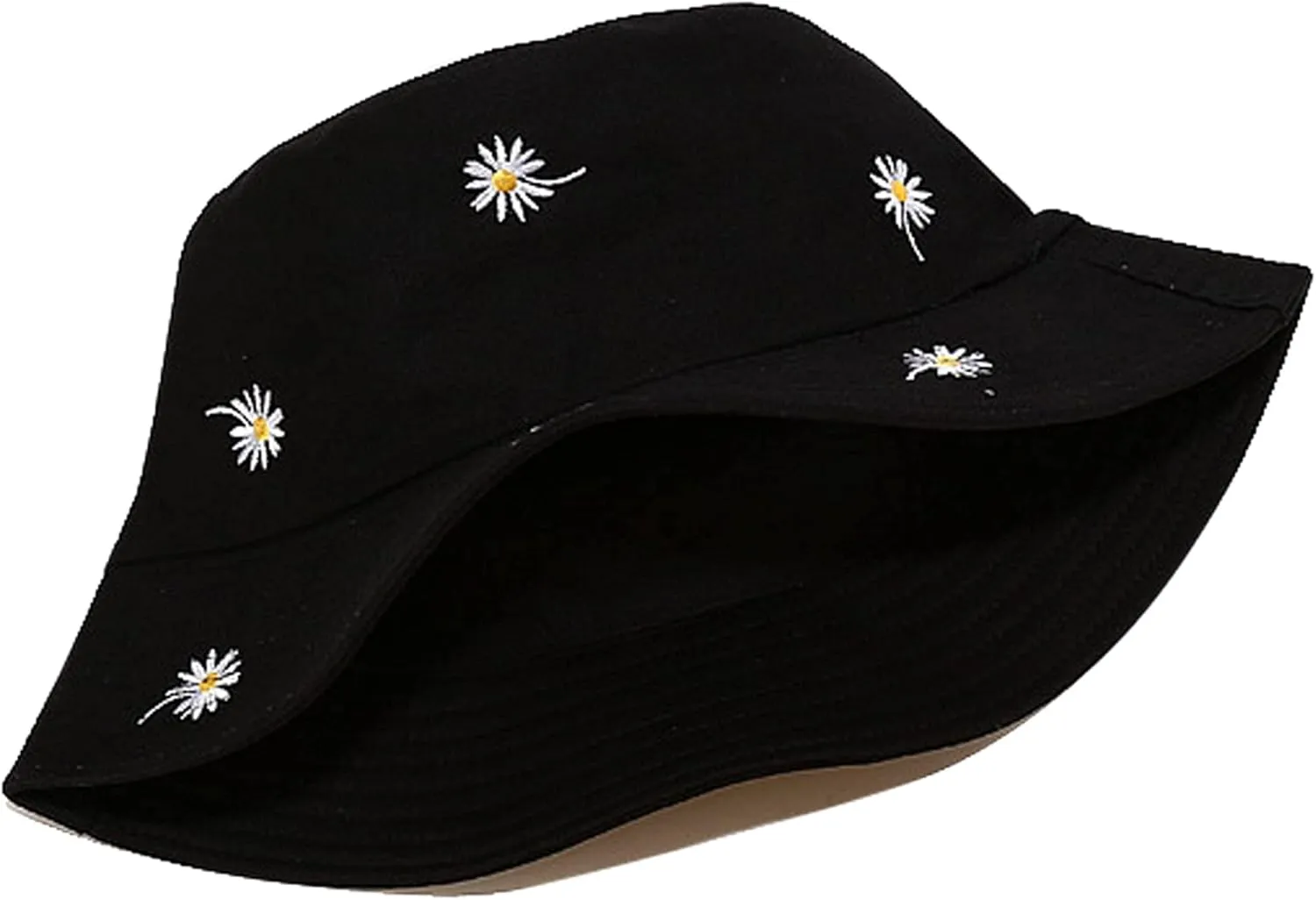 Umeepar Reversible Embroidered Daisy Bucket Hat Packable Beach Sun Hat for Women Men
