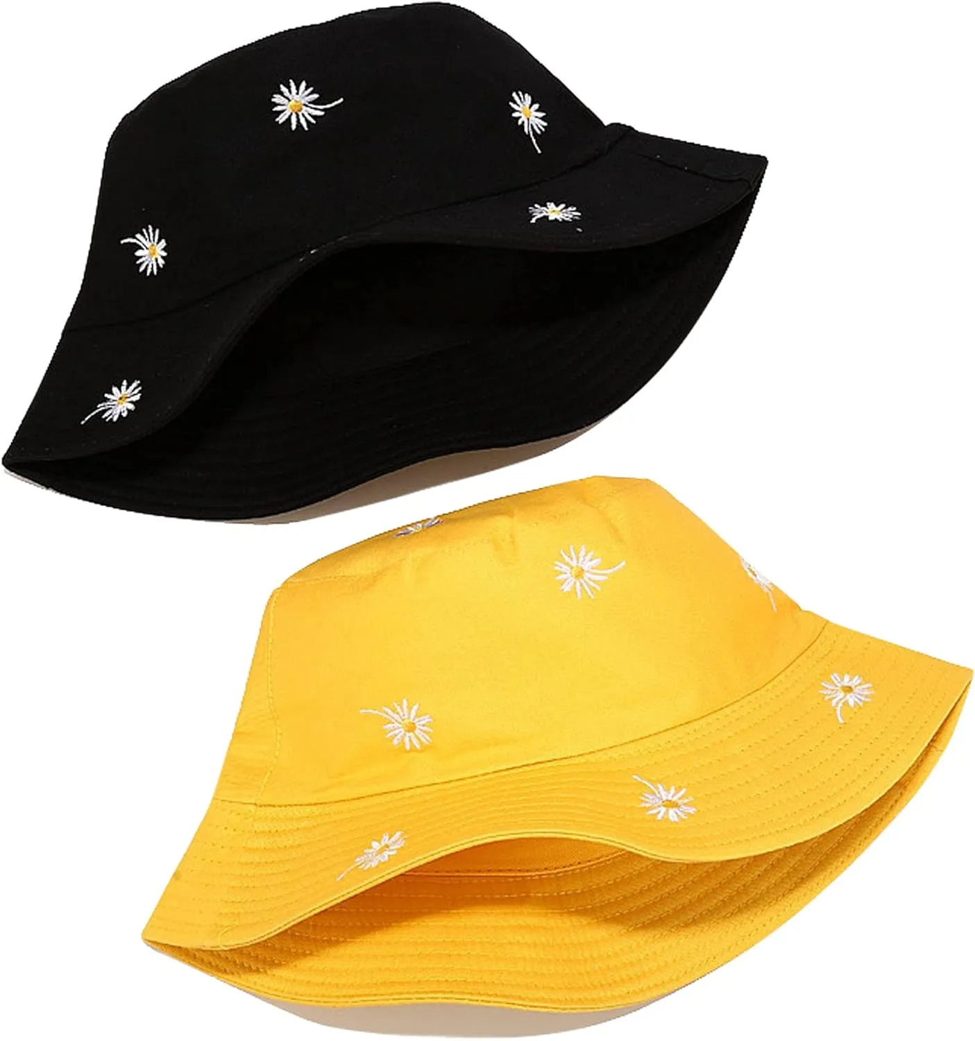 Umeepar Reversible Embroidered Daisy Bucket Hat Packable Beach Sun Hat for Women Men