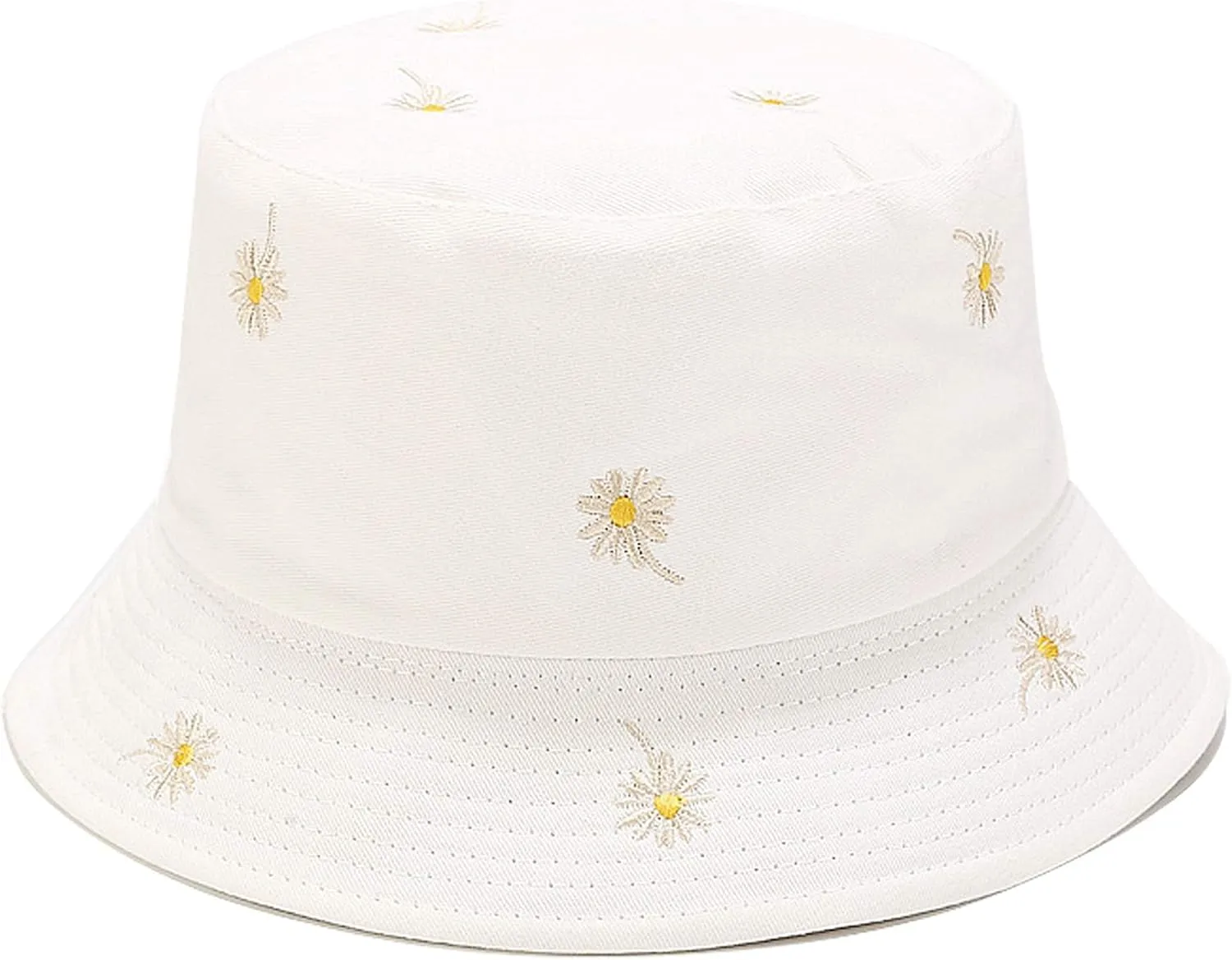 Umeepar Reversible Embroidered Daisy Bucket Hat Packable Beach Sun Hat for Women Men