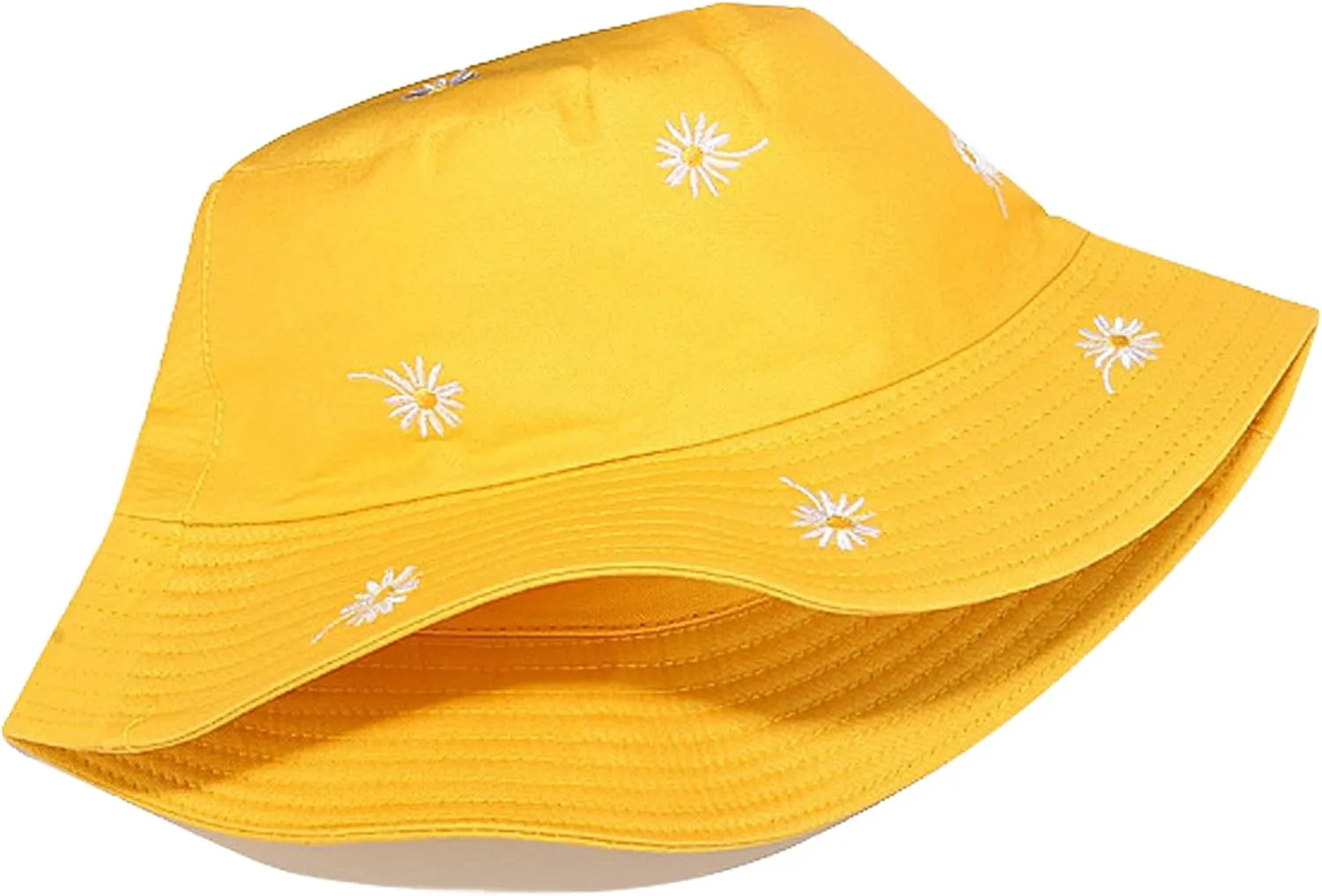 Umeepar Reversible Embroidered Daisy Bucket Hat Packable Beach Sun Hat for Women Men