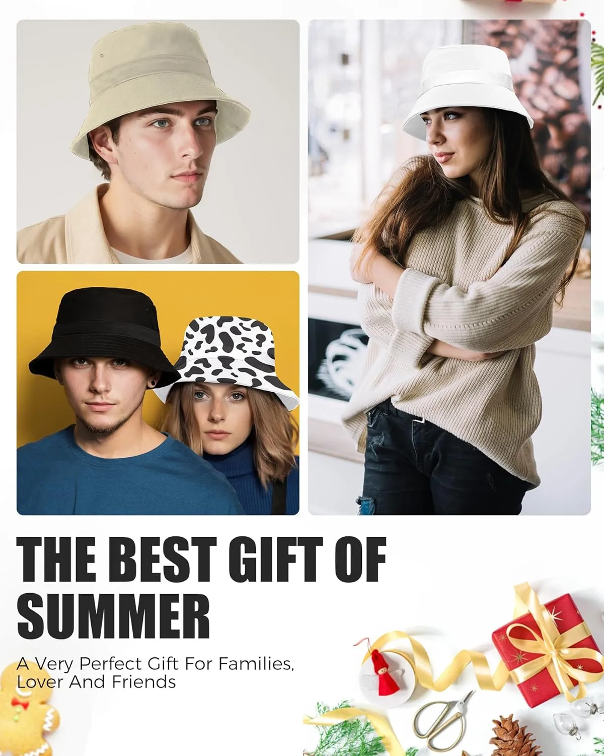 Unisex Bucket Hat for Women Men Cotton Summer Sun Beach Hat, Denim Packable Fisherman Caps for Casual, Trips, Sports