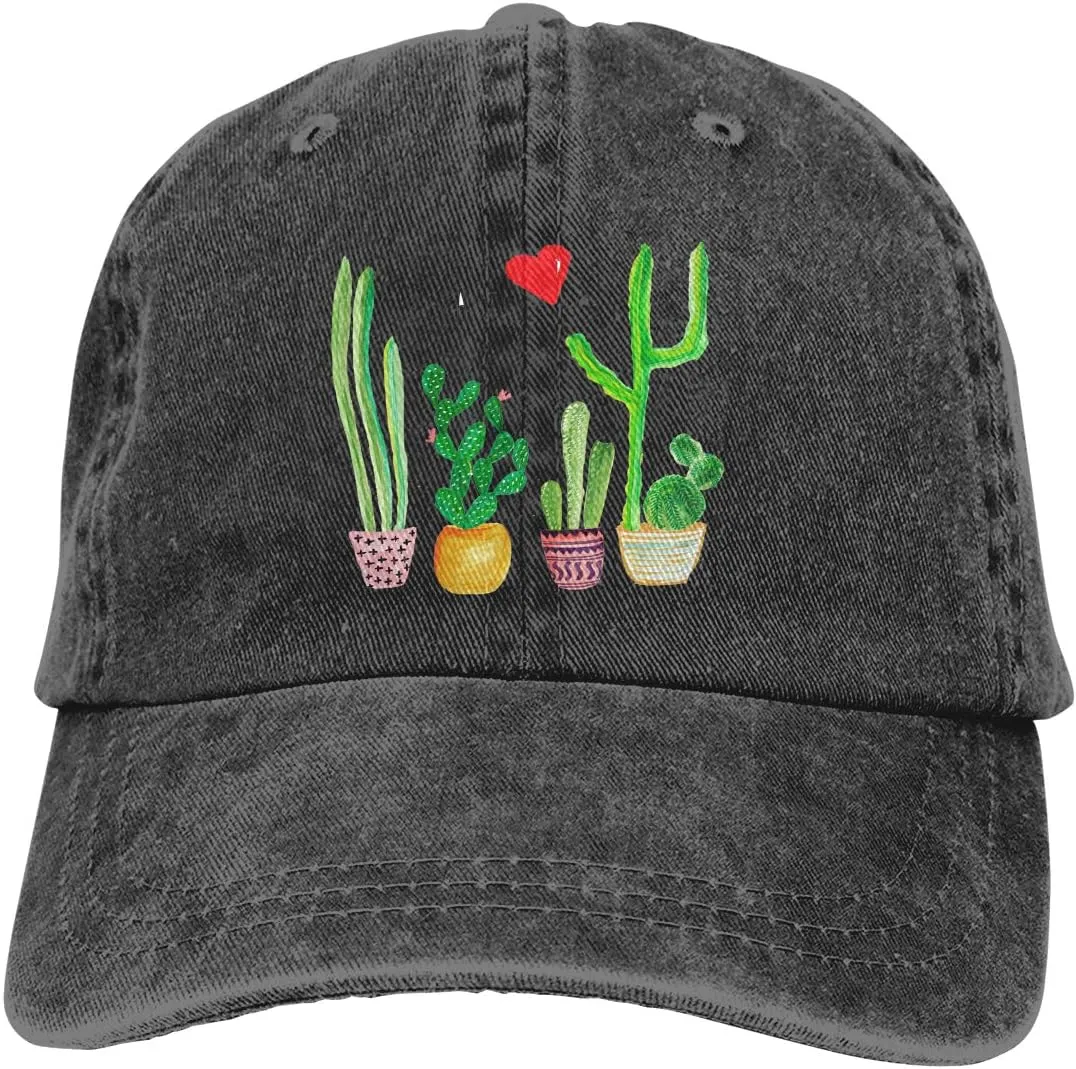 Unisex Cacti Cactus Love Artical Vintage Jeans Adjustable Baseball Cap Cotton Denim Dad Hat
