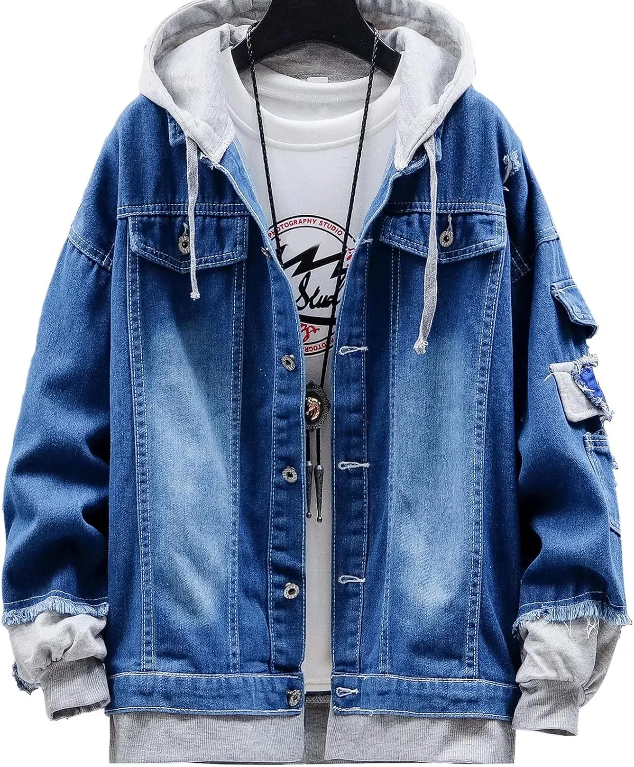 Unisex Personalized Hooded Denim Hoodie Tops Customized Gifts Add Your Own Design Outwear Custom Jeans Jackets Coat