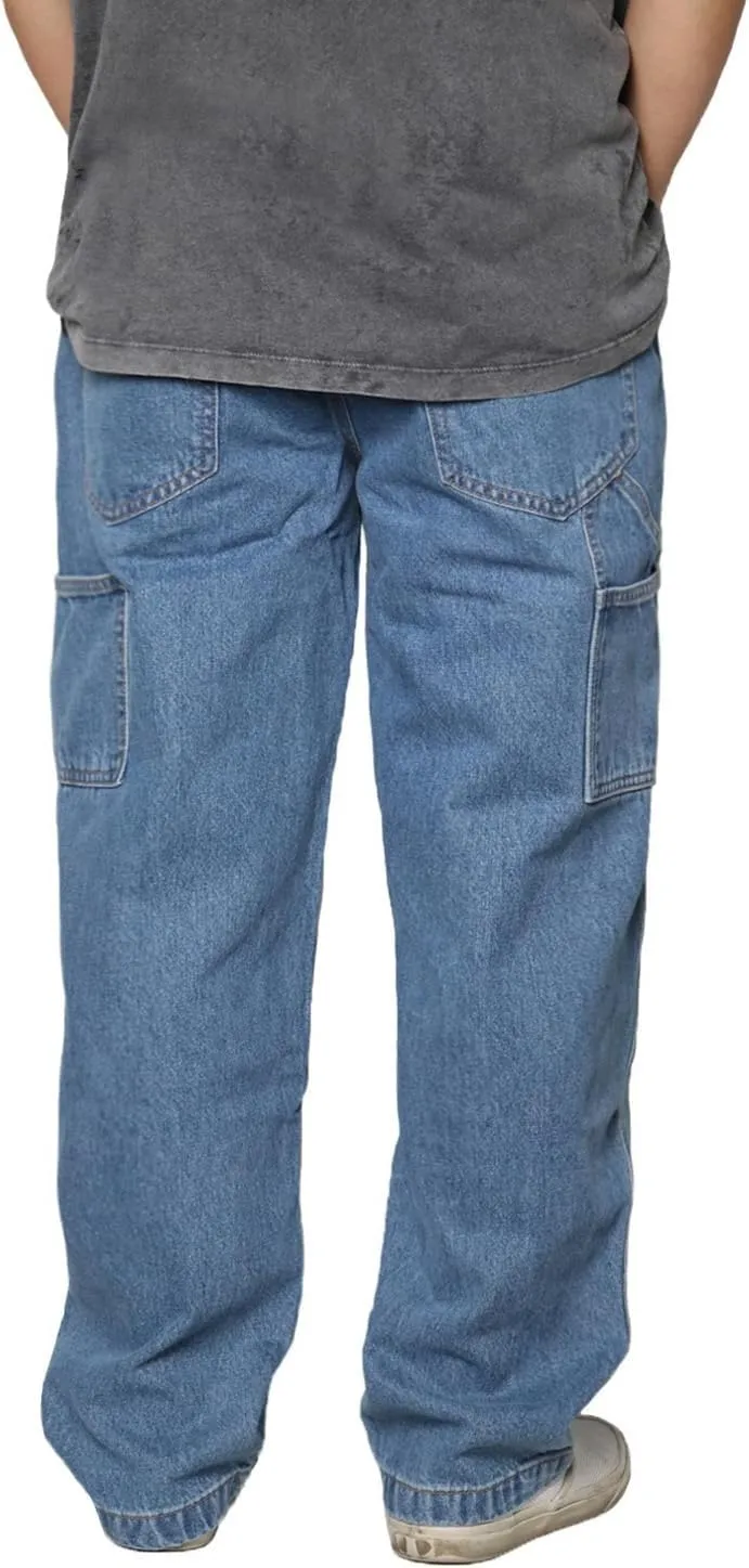URBANJ Men's Baggy Jeans Loose Fit Wide Leg Denim Pants
