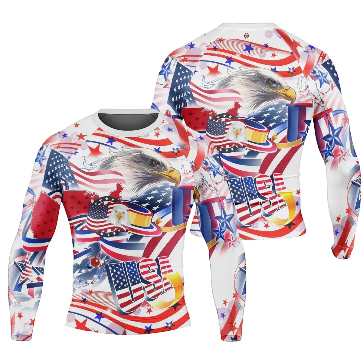 USA Independence Day Men's Long Sleeve Rash Guard