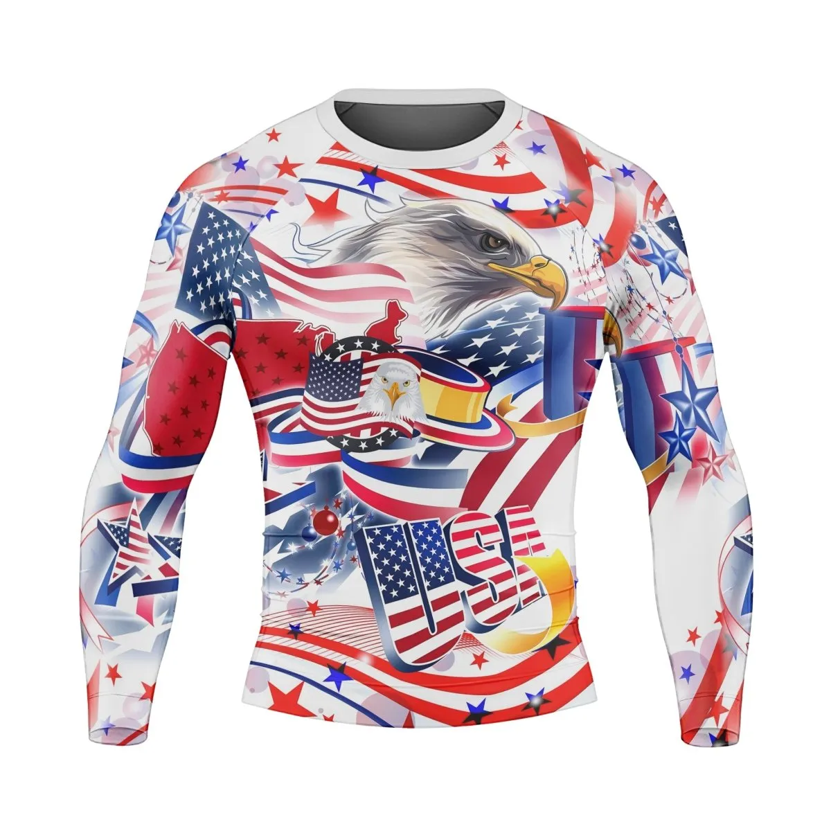 USA Independence Day Men's Long Sleeve Rash Guard
