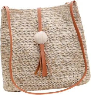 VANZACK 1Pc Stylish Straw Bucket Tote Bag for Women Summer Beach Handbag Brown Versatile Straw Shoulder Bag for Casual Outings and Everyday Use