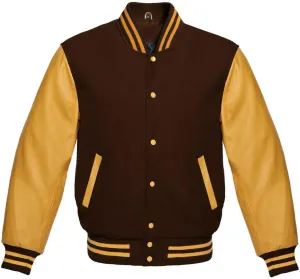 Varsity Jacket Letterman Baseball Jacket Wool body and Cowhide Leather Sleeves 17 Color Options