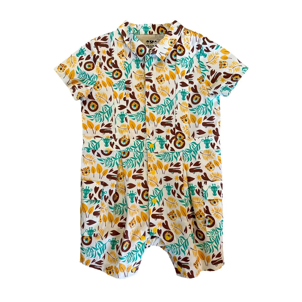 Vauva SS23 Safari - Baby Boys All Over Print Cotton Romper