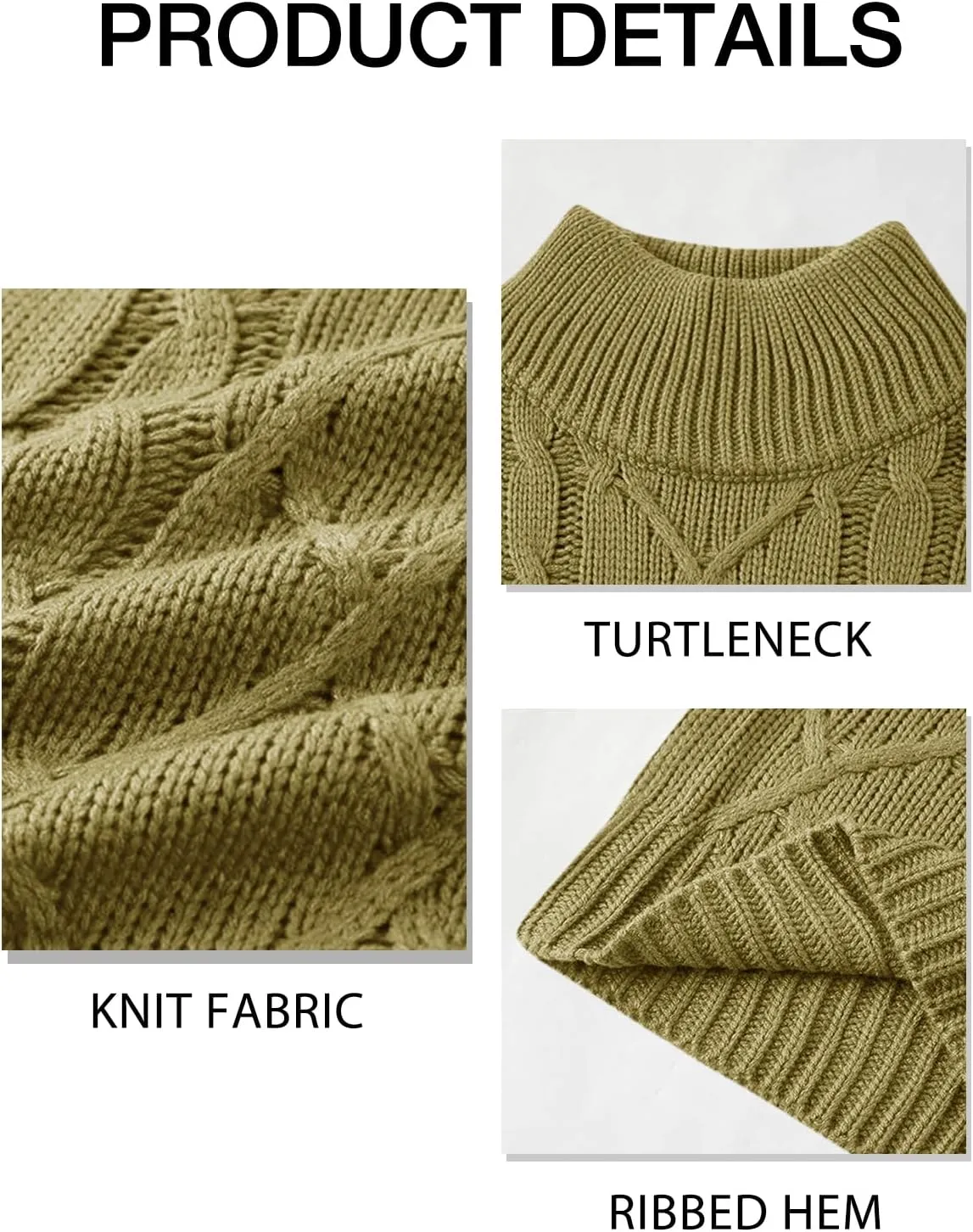 Vdnerjg Men's Thermal Turtleneck Sweater Long Sleeve Cable Knit Casual Chunky Pullover Jumper