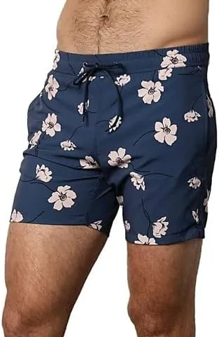 VELVET BY GRAHAM & SPENCER Men's Standard Ricardo Printed Board Shorts, Navy, XL