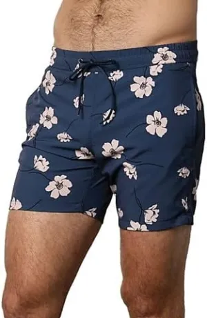 VELVET BY GRAHAM & SPENCER Men's Standard Ricardo Printed Board Shorts, Navy, XL