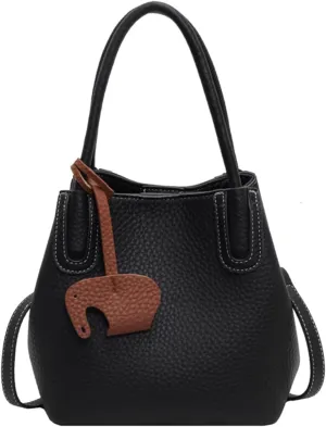 Versatile PU Leather Bucket Bag for Women  Small Crossbody Purse with Top Handle, Lightweight Shoulder Bag for Daily Use