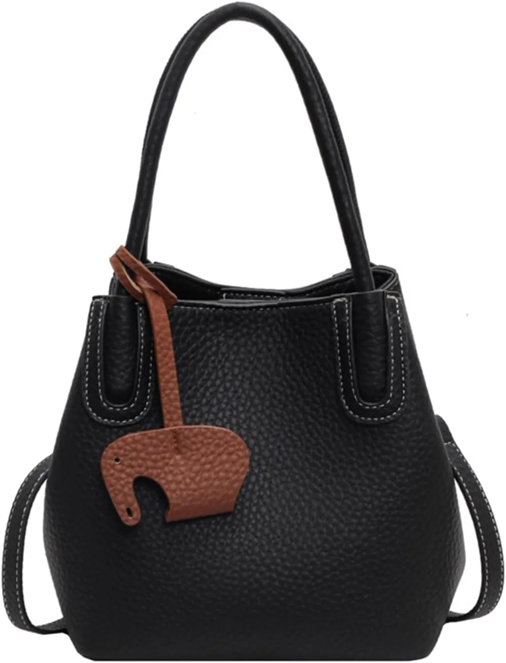 Versatile PU Leather Bucket Bag for Women  Small Crossbody Purse with Top Handle, Lightweight Shoulder Bag for Daily Use