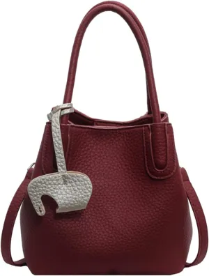 Versatile PU Leather Bucket Bag for Women  Small Crossbody Purse with Top Handle, Lightweight Shoulder Bag for Daily Use
