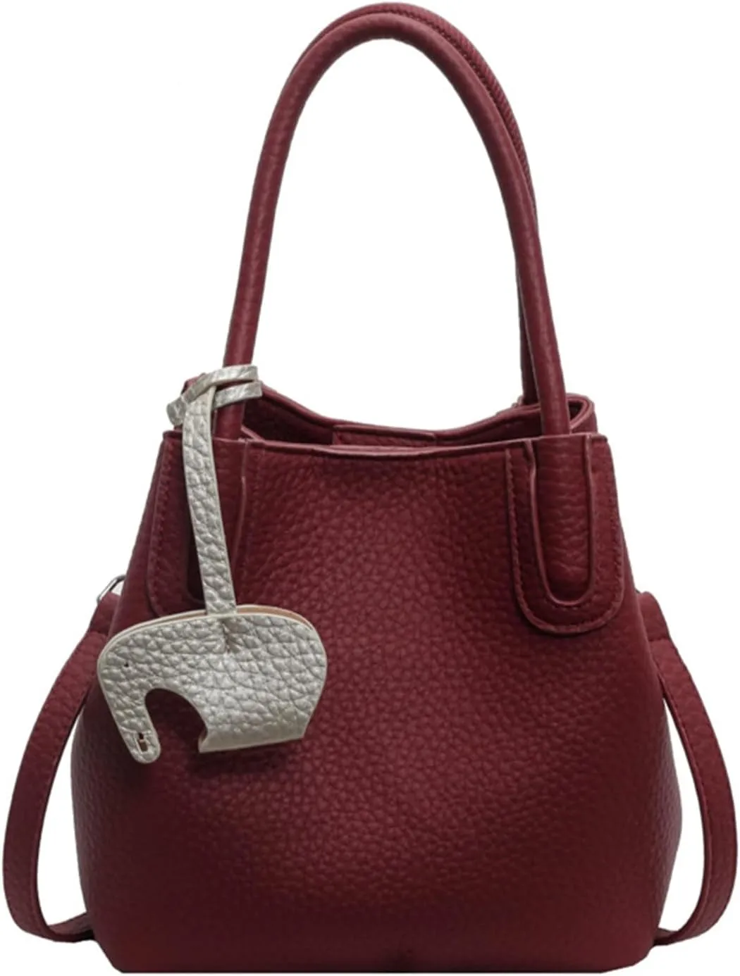 Versatile PU Leather Bucket Bag for Women  Small Crossbody Purse with Top Handle, Lightweight Shoulder Bag for Daily Use