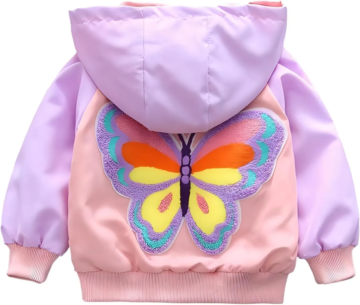 Vinmin Girls Hooded Jacket Butterfly Zip Coat Little Girls Jacket Lightweight Adorable Outerwear For Spring & Autumn (Pink)