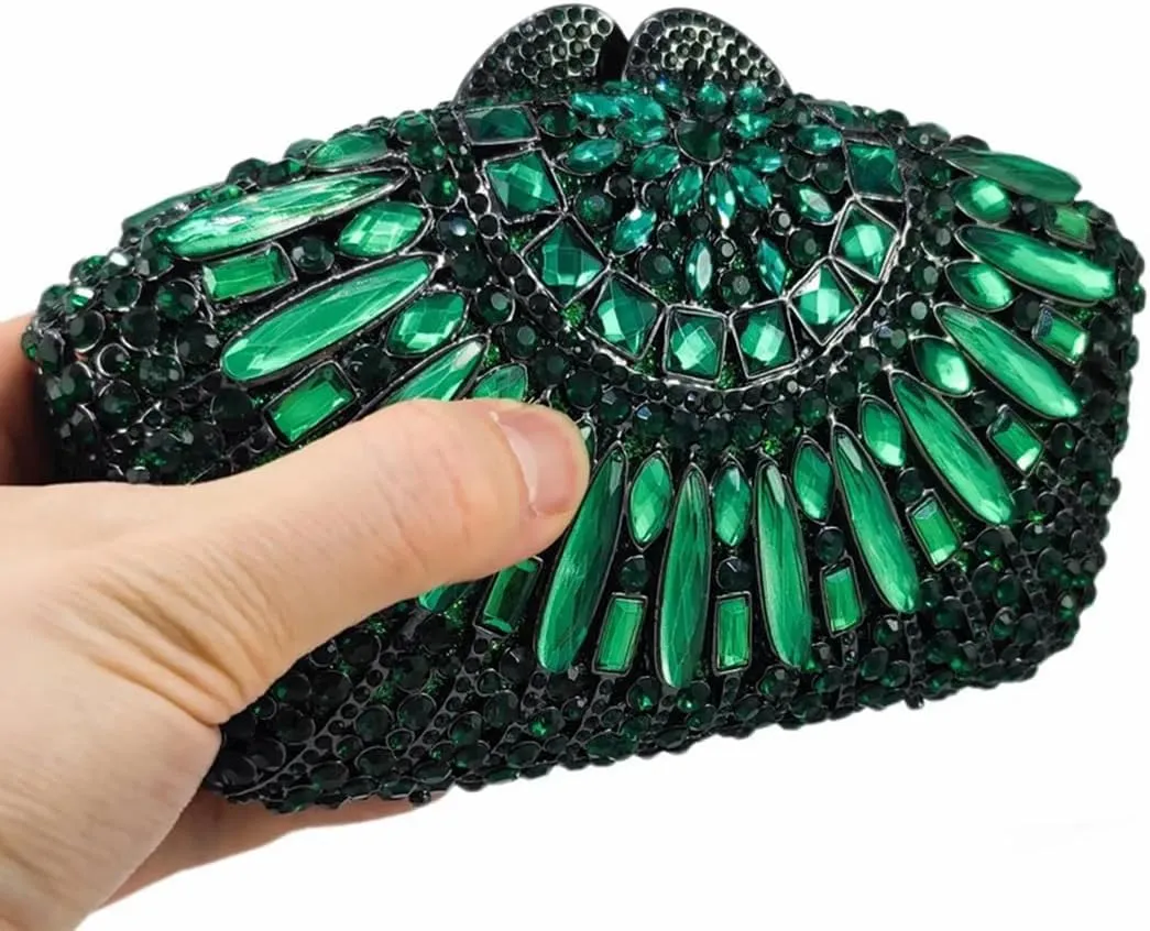 Vintage Women Crystal Evening Bags Sparkly Necklace Shape Rhinestone Handbag Clutch Wedding Party Shoulder Bag