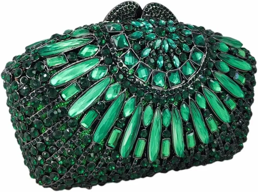 Vintage Women Crystal Evening Bags Sparkly Necklace Shape Rhinestone Handbag Clutch Wedding Party Shoulder Bag