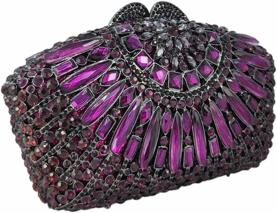 Vintage Women Crystal Evening Bags Sparkly Necklace Shape Rhinestone Handbag Clutch Wedding Party Shoulder Bag