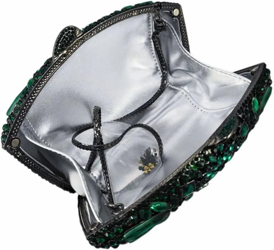 Vintage Women Crystal Evening Bags Sparkly Necklace Shape Rhinestone Handbag Clutch Wedding Party Shoulder Bag