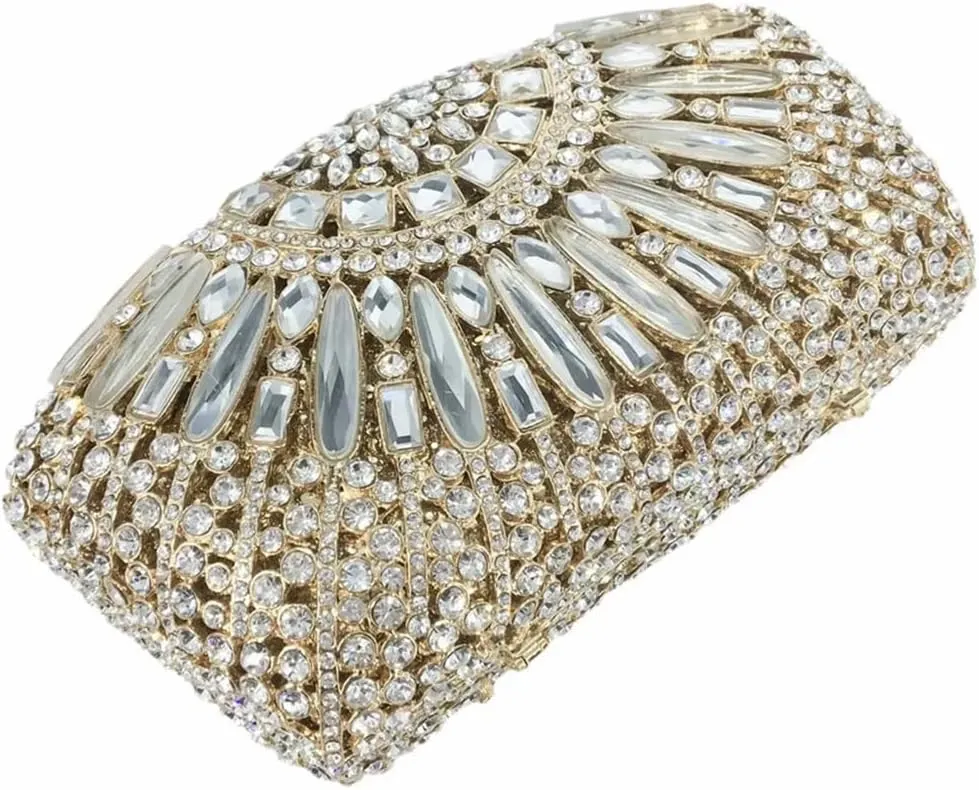 Vintage Women Crystal Evening Bags Sparkly Necklace Shape Rhinestone Handbag Clutch Wedding Party Shoulder Bag