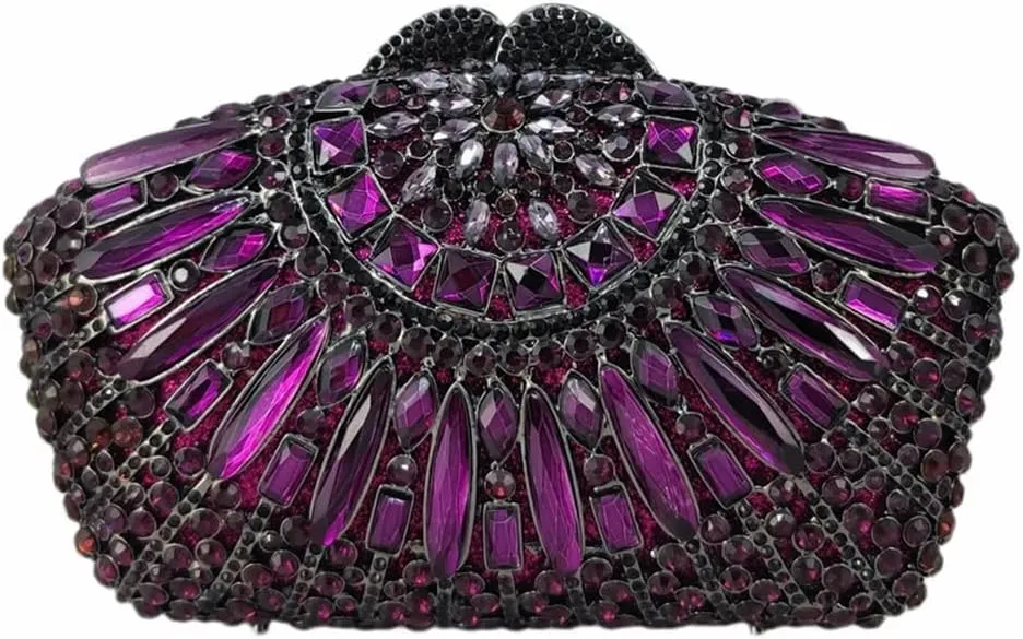 Vintage Women Crystal Evening Bags Sparkly Necklace Shape Rhinestone Handbag Clutch Wedding Party Shoulder Bag
