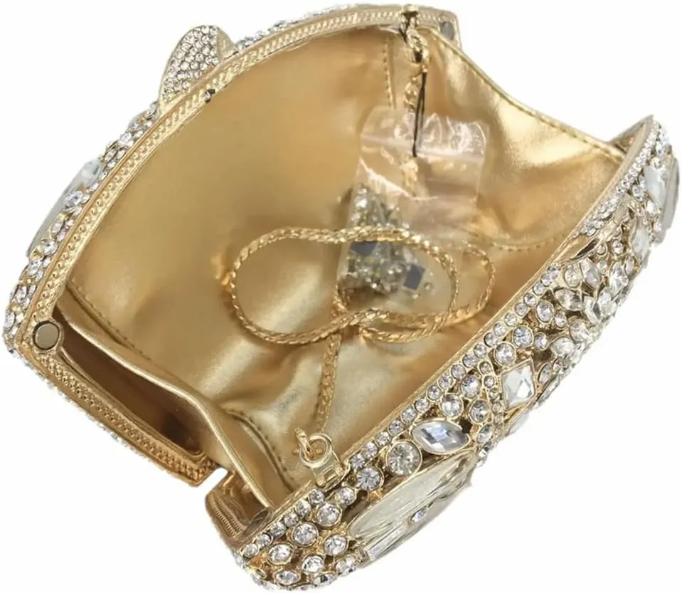 Vintage Women Crystal Evening Bags Sparkly Necklace Shape Rhinestone Handbag Clutch Wedding Party Shoulder Bag