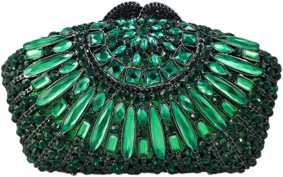 Vintage Women Crystal Evening Bags Sparkly Necklace Shape Rhinestone Handbag Clutch Wedding Party Shoulder Bag