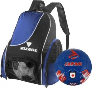 Vizari Solano Multi-Sport Backpack (Royal) with National Team Soccer Ball Combo | Versatile Sports Backpack with Durable Faux Leather & Rubber Country Ball (Japan, Size 5)